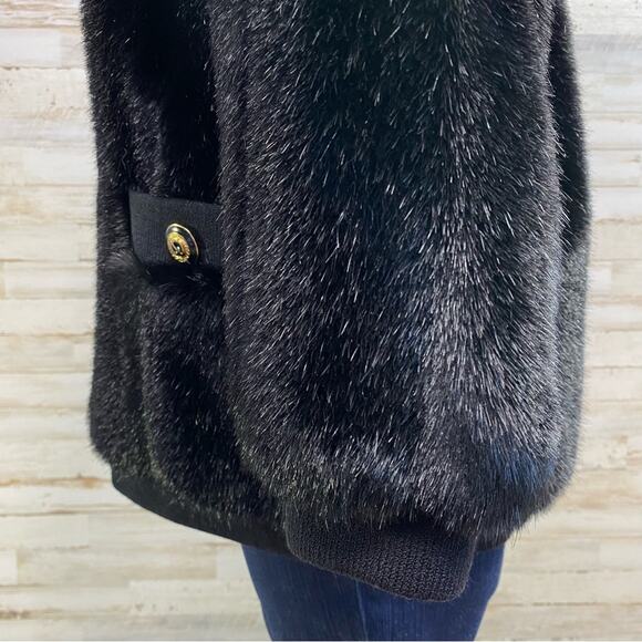 St. John Collection by Marie Gray Faux Fur Jacket Vest Womens Size XS Black - Picture 10 of 16